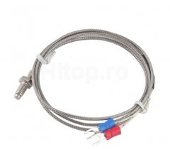 Termocuplu tip K, 0 până la 600 °C, 100 cm, filet M6